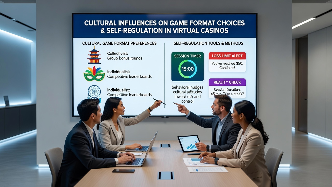 Online casino interface displaying self-regulation features and cultural customization options for global users