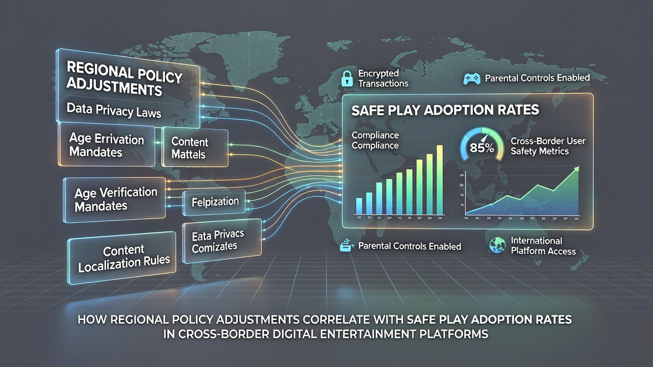 Map illustrating regional policy variations and safe play feature adoption across international digital entertainment platforms