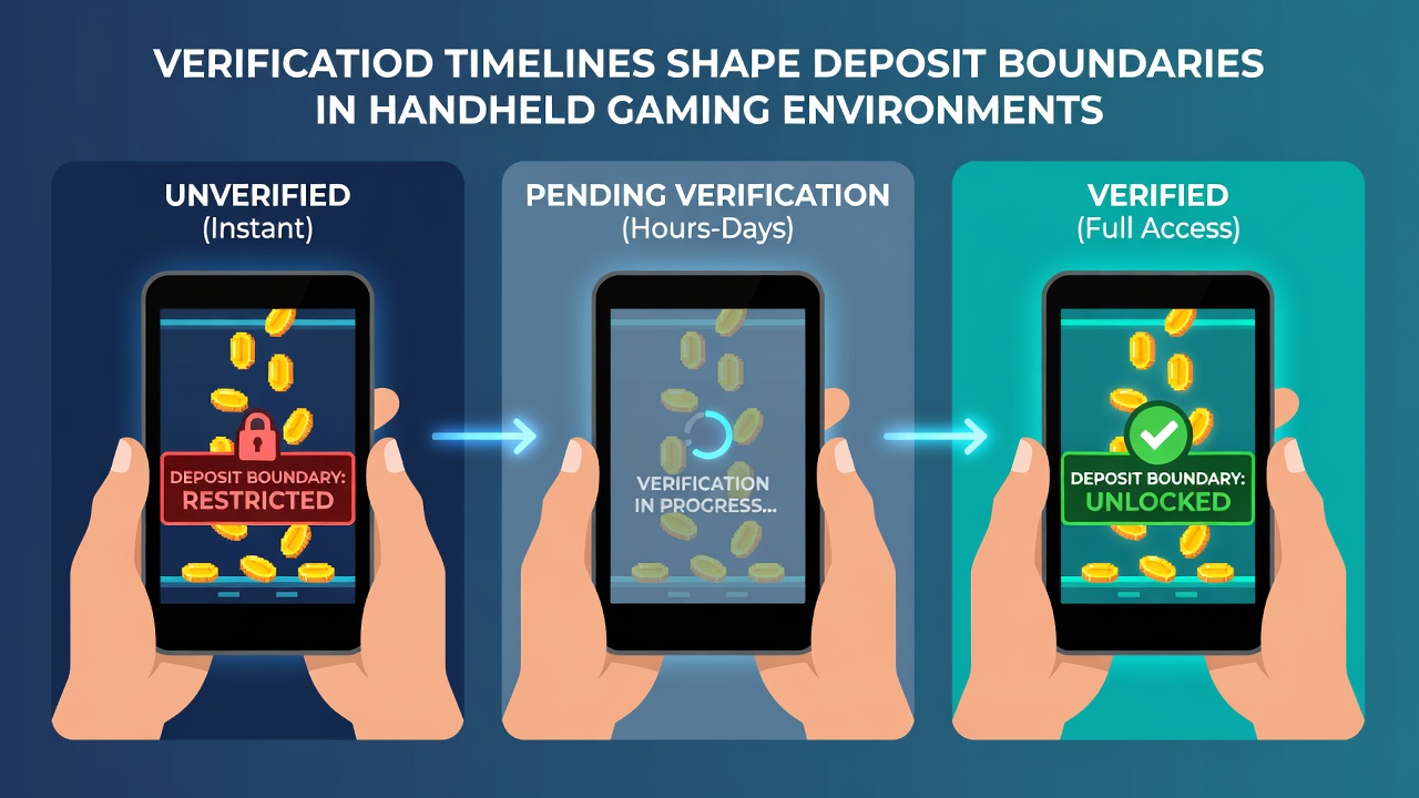 Handheld device displaying expanded deposit options after successful verification in a gaming app