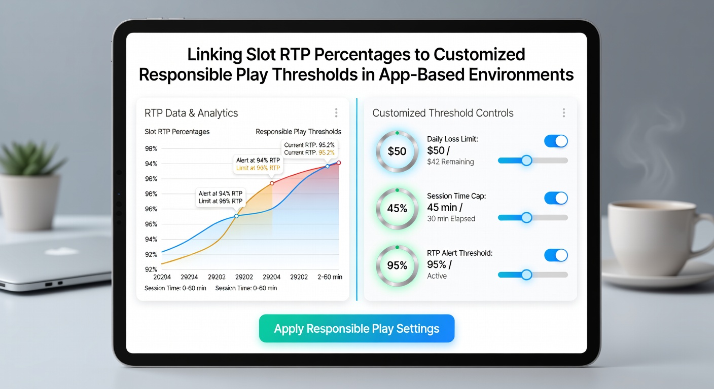 App dashboard showing customized responsible play thresholds adjusted according to slot RTP values