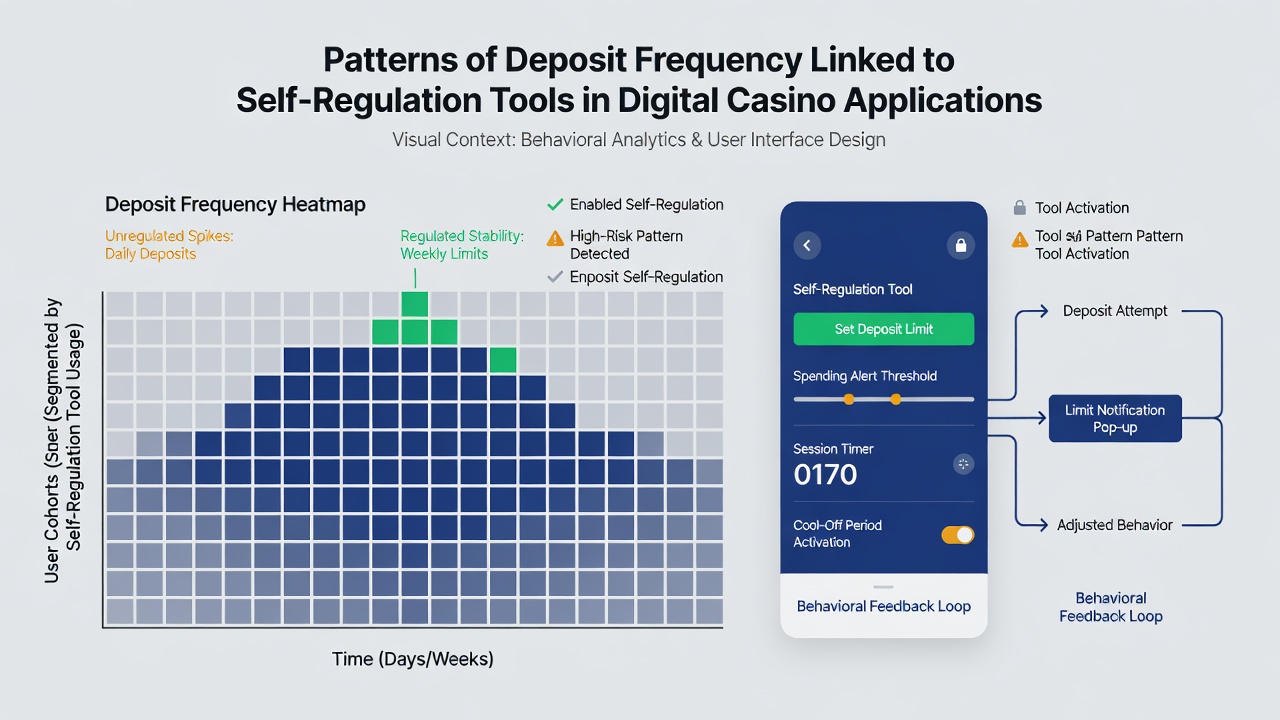 Graph illustrating deposit frequency reductions after activation of self-regulation features in casino applications
